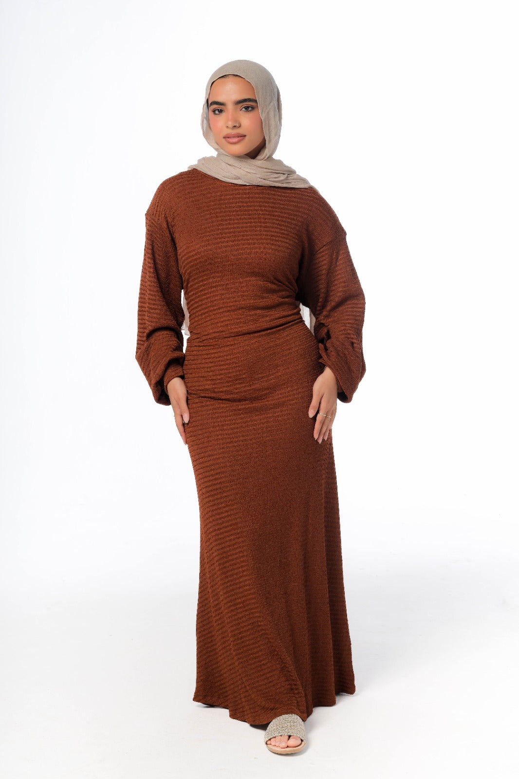 skinny dress in brown