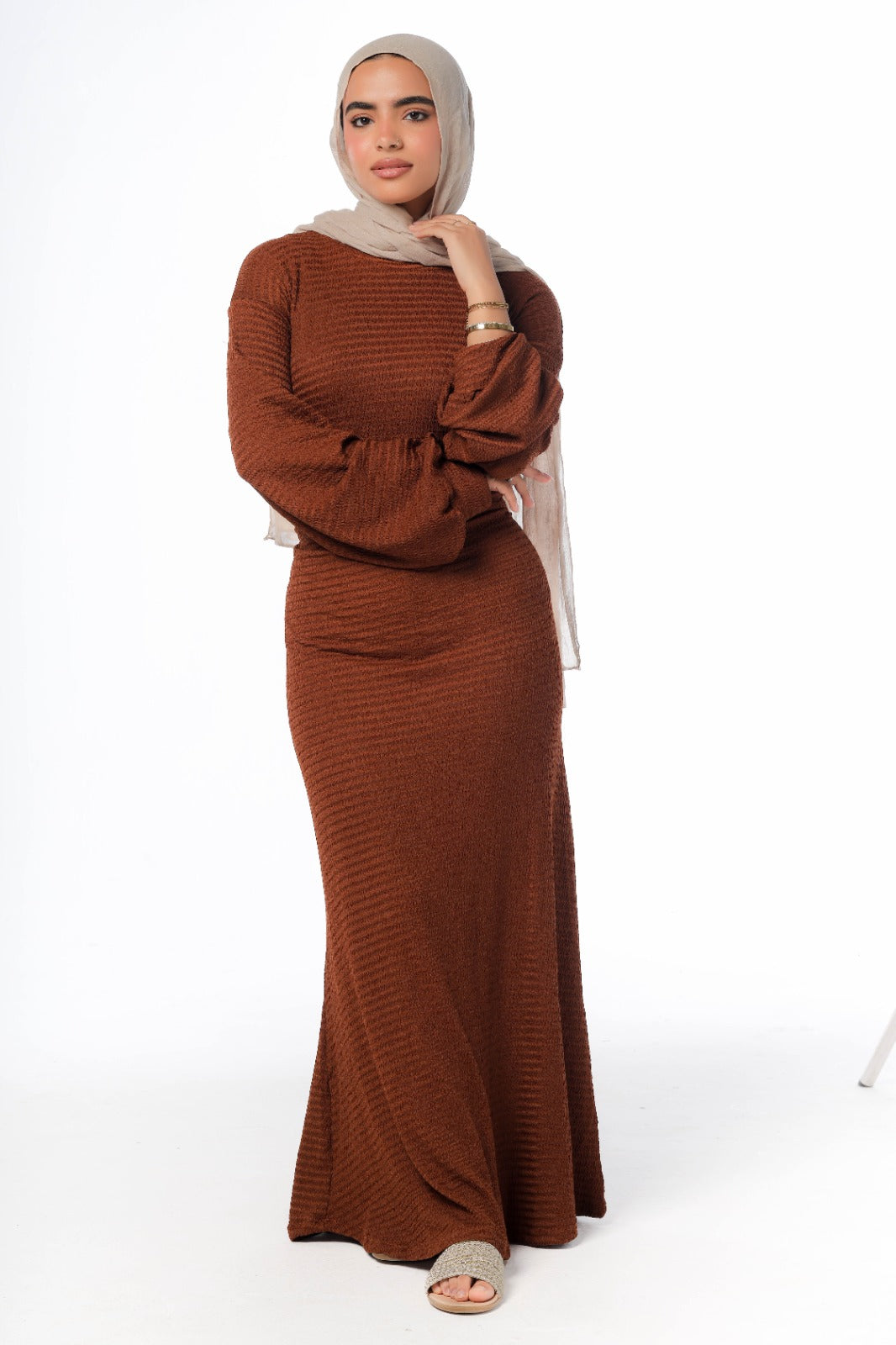 skinny dress in brown