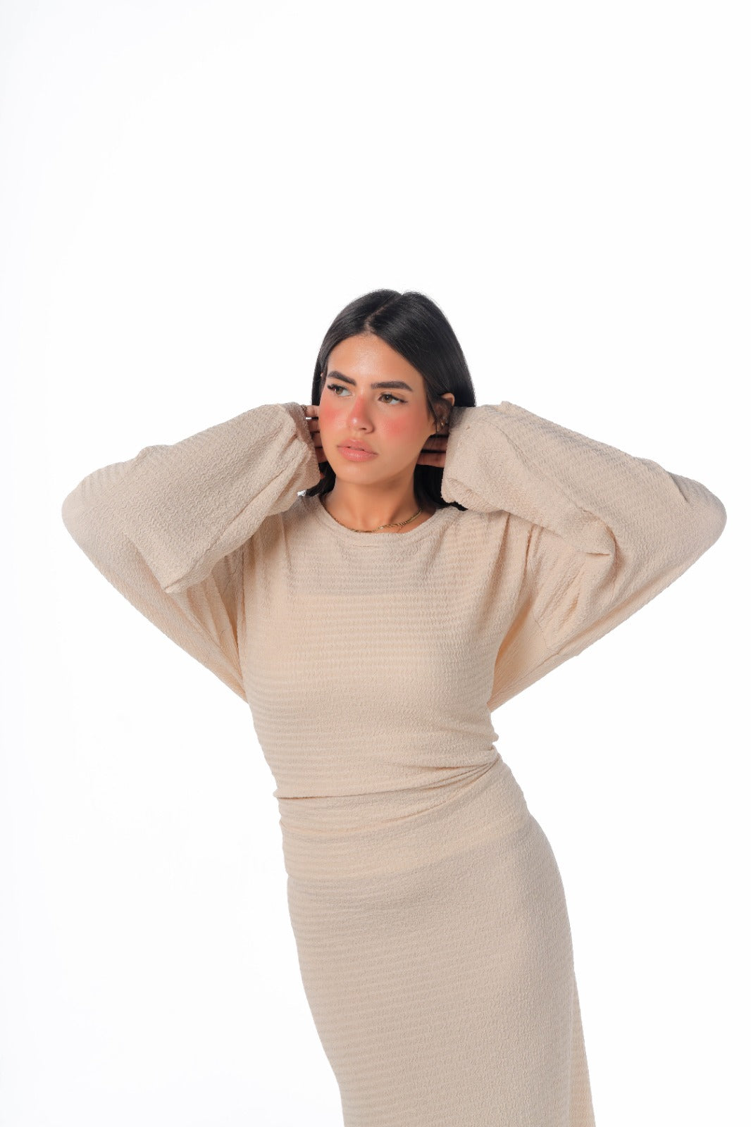 skinny dress in beige