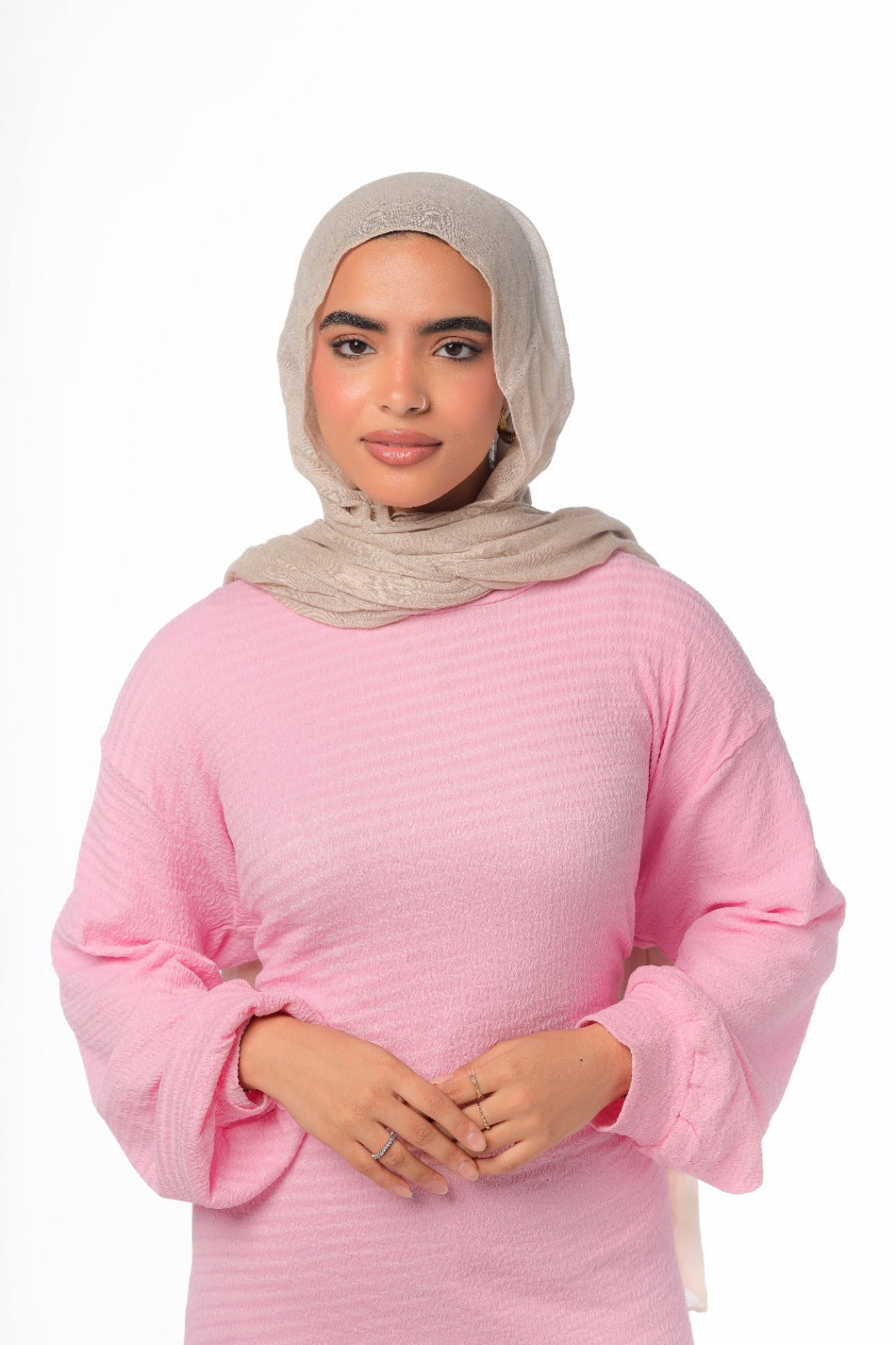 skinny dress in baby rose