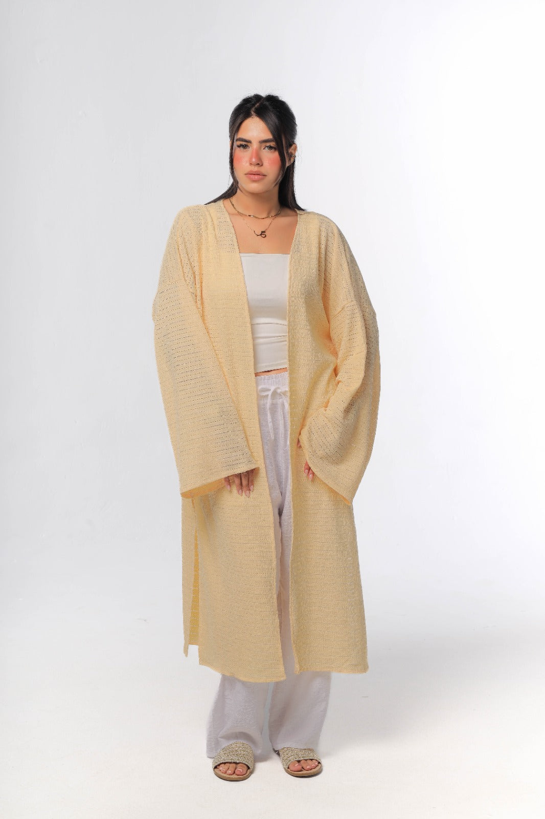 knitted cardigan in yellow