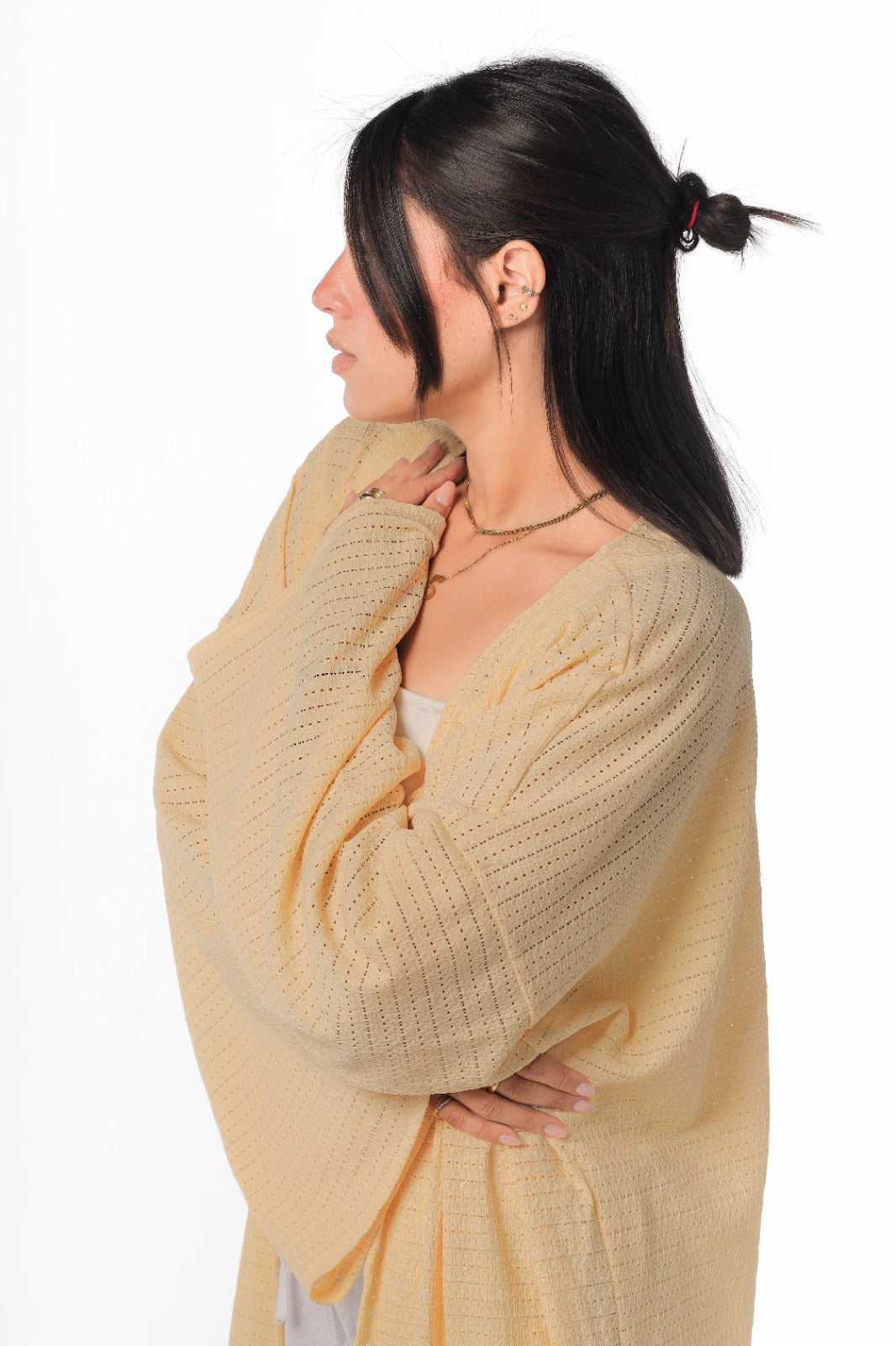 knitted cardigan in yellow