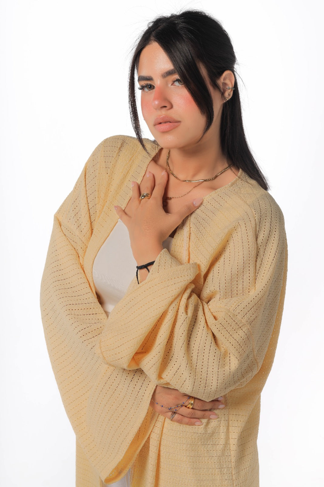 knitted cardigan in yellow