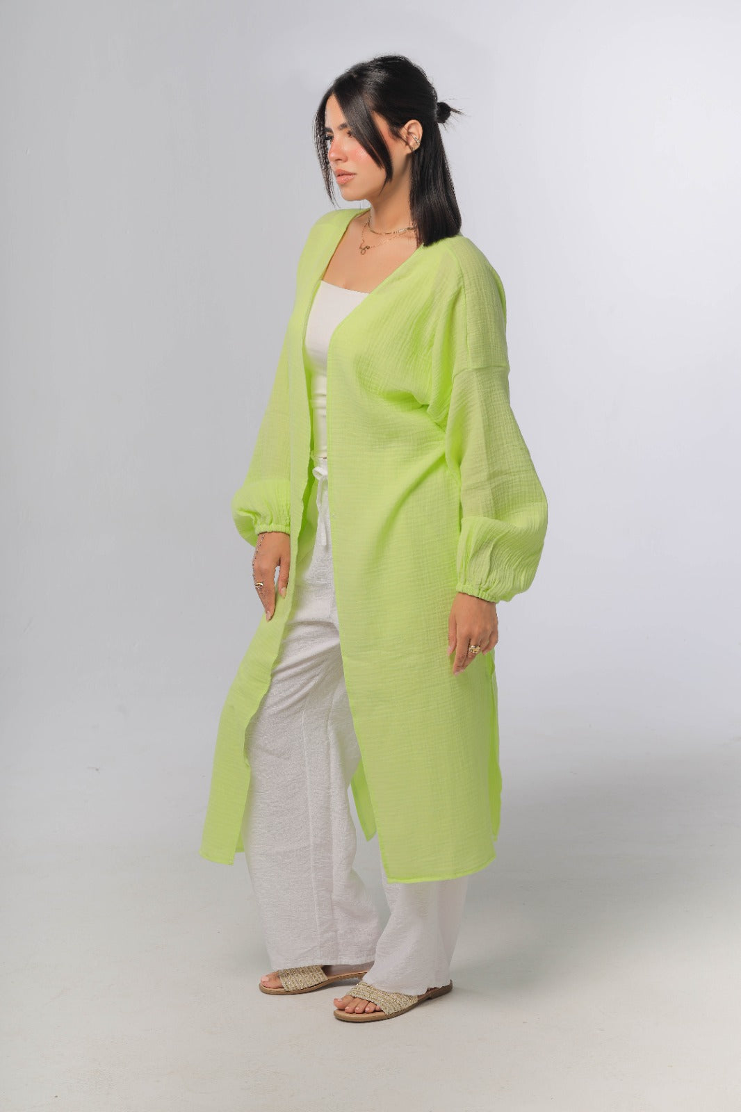 crinkeld cardigan in lime