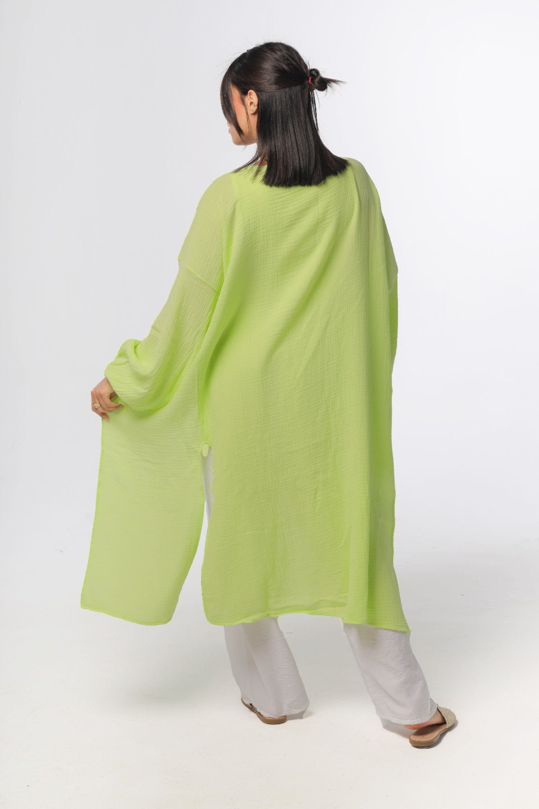crinkeld cardigan in lime