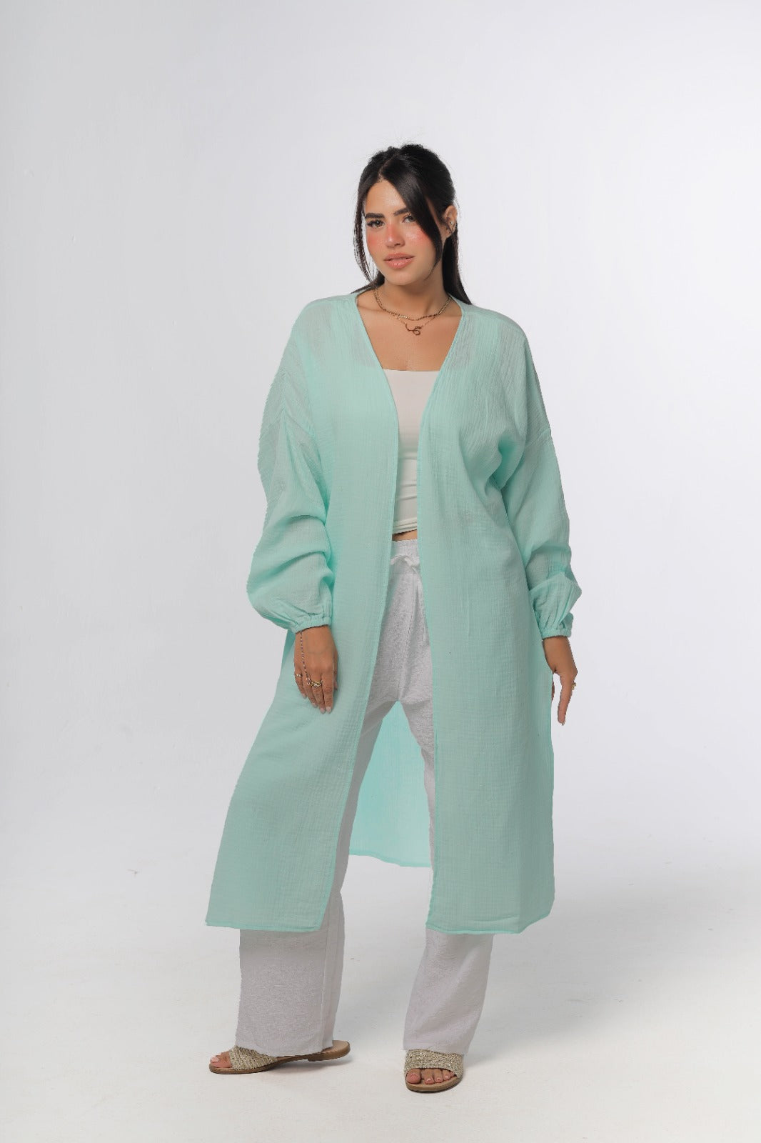 crinkeld cardigan in mint green