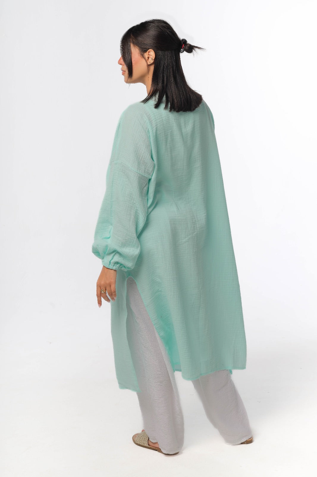 crinkeld cardigan in mint green