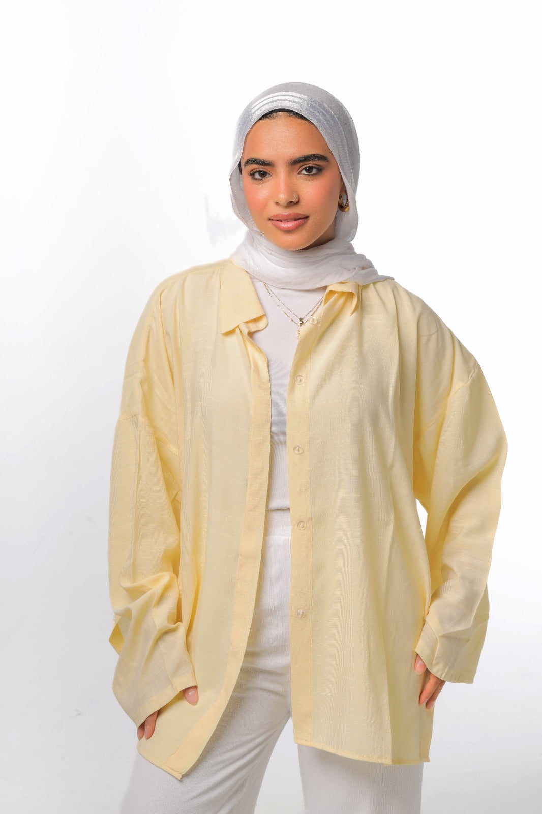 Linen soft shirt in yellow