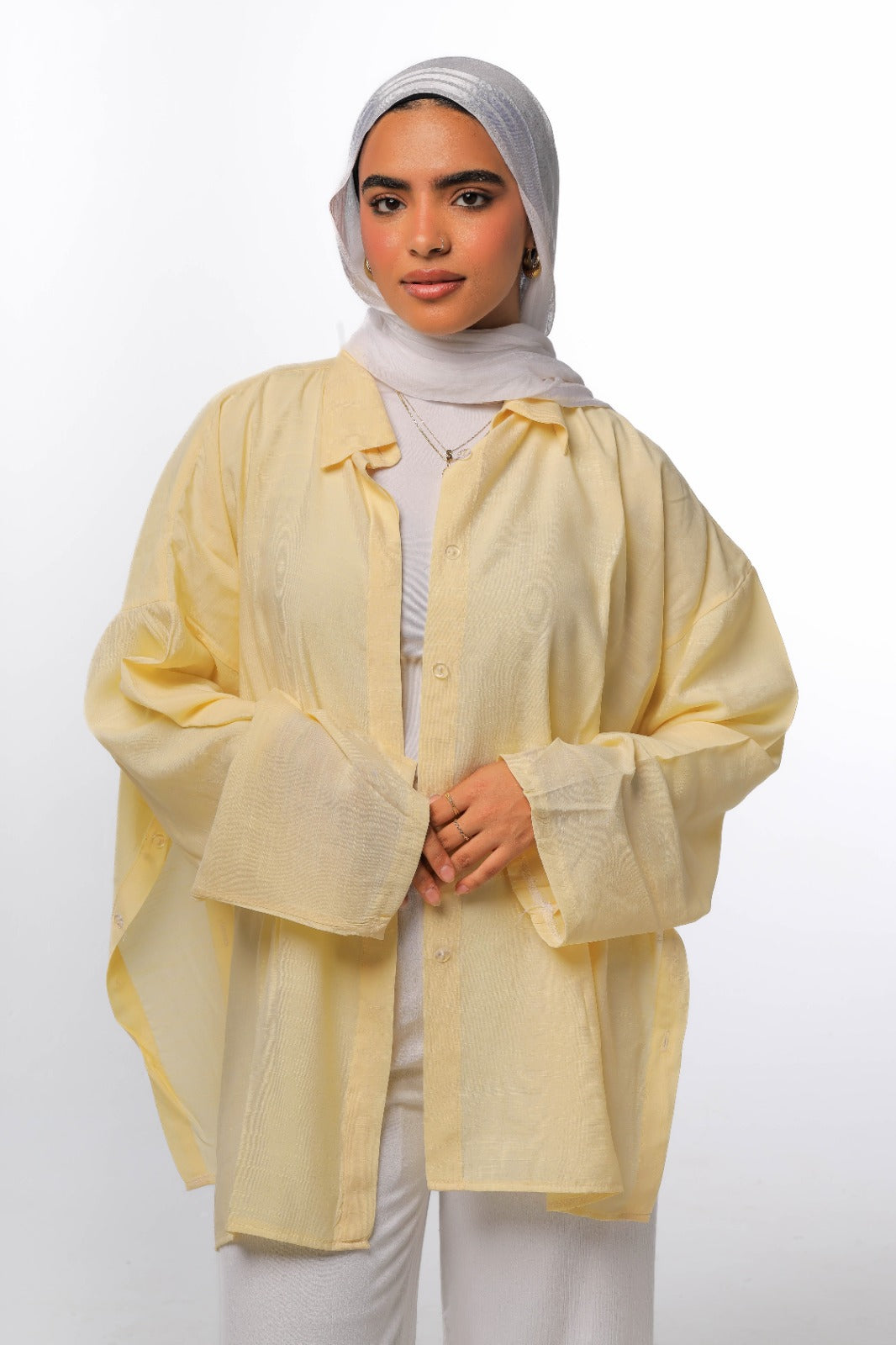 Linen soft shirt in yellow