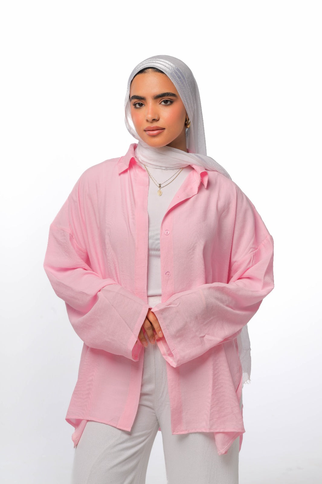 Linen soft shirt in baby pink