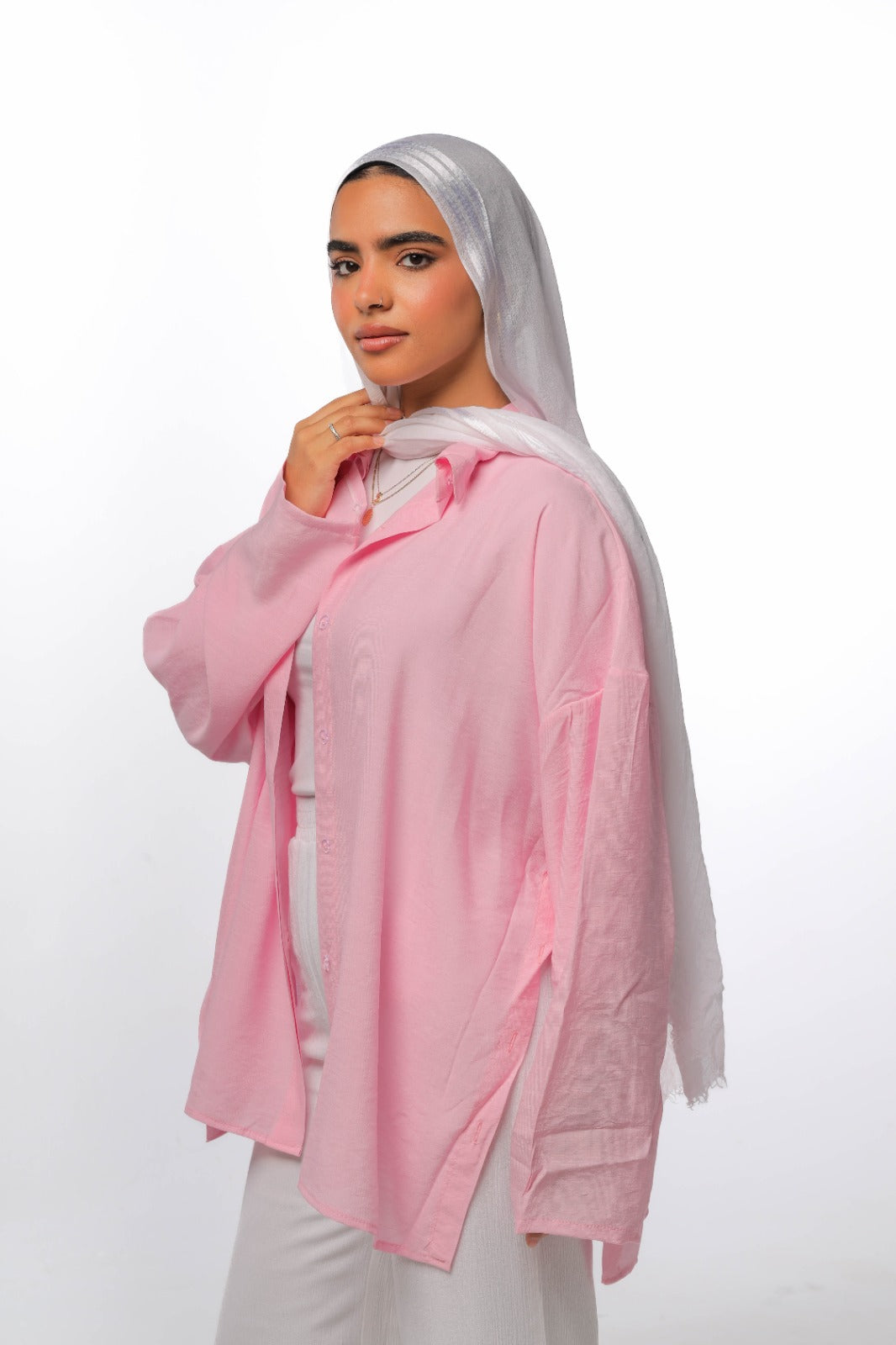 Linen soft shirt in baby pink