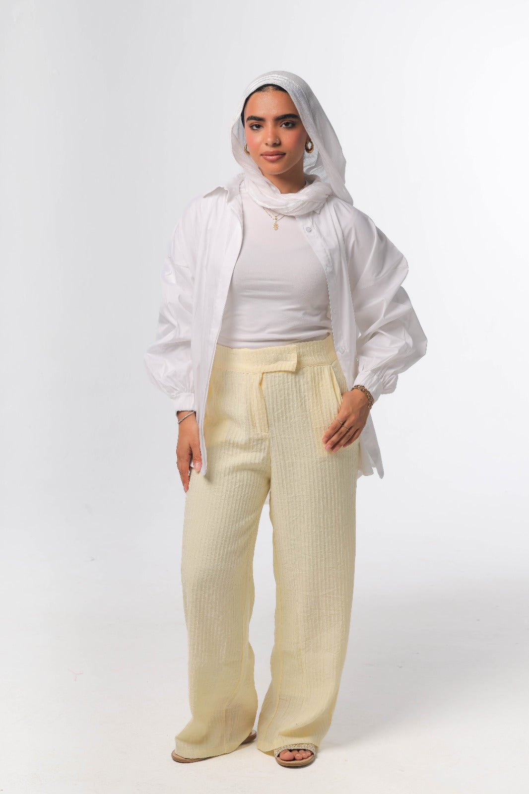 straight pants in yellow