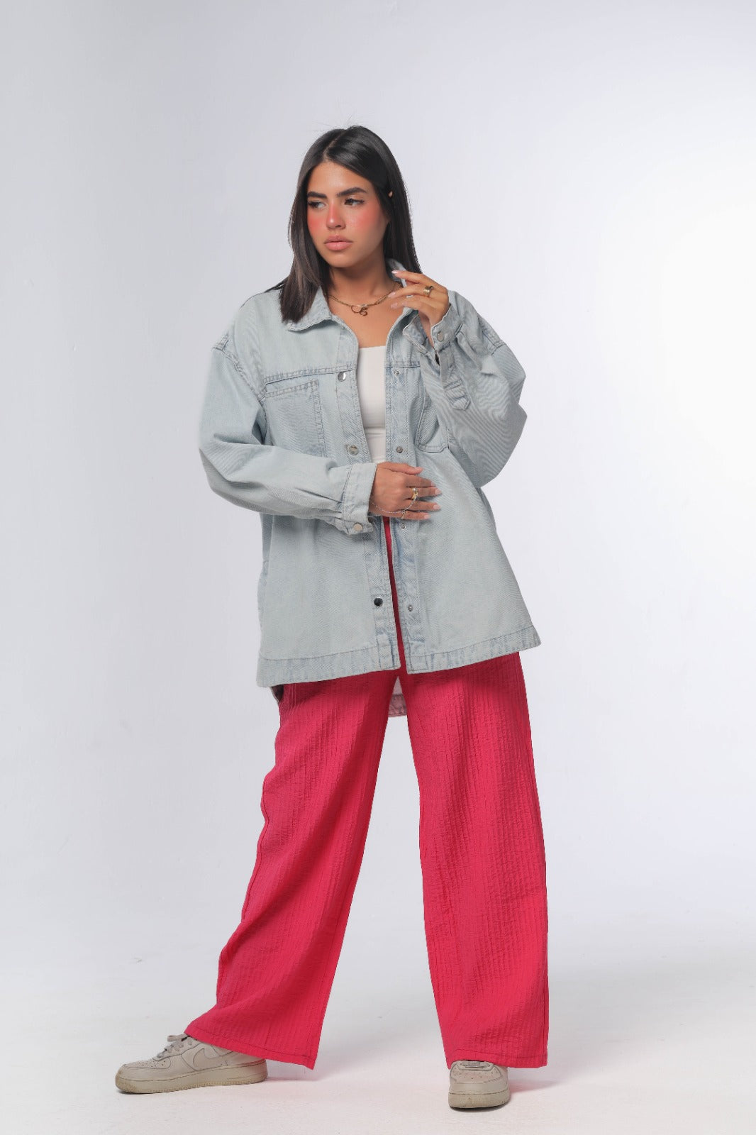 straight pants in hot pink