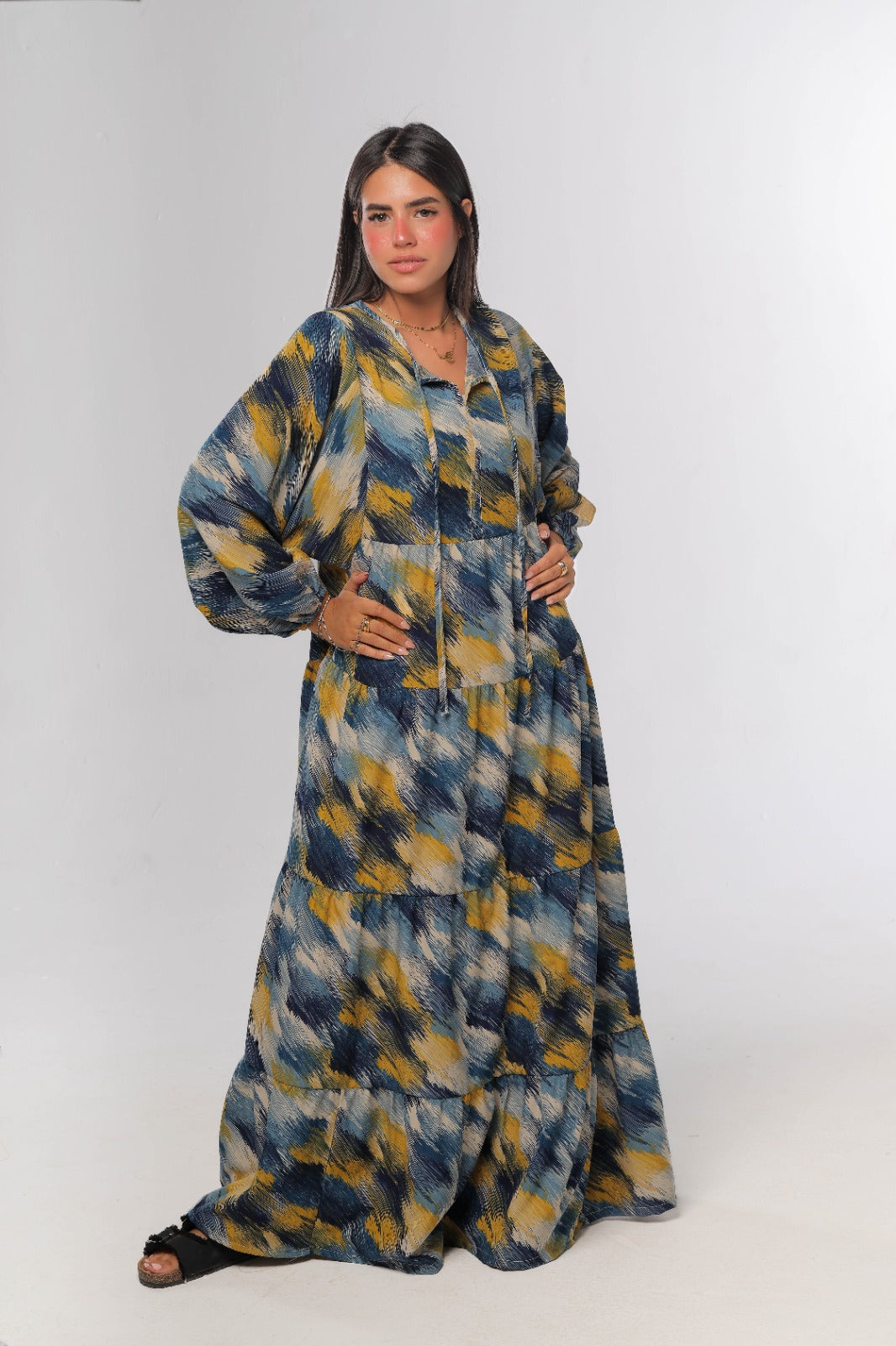 layered dress in blue*yellow