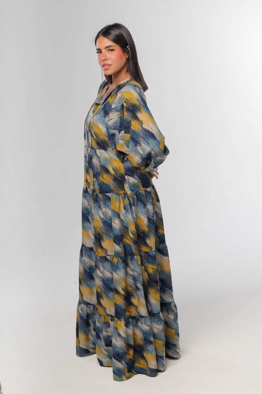 layered dress in blue*yellow