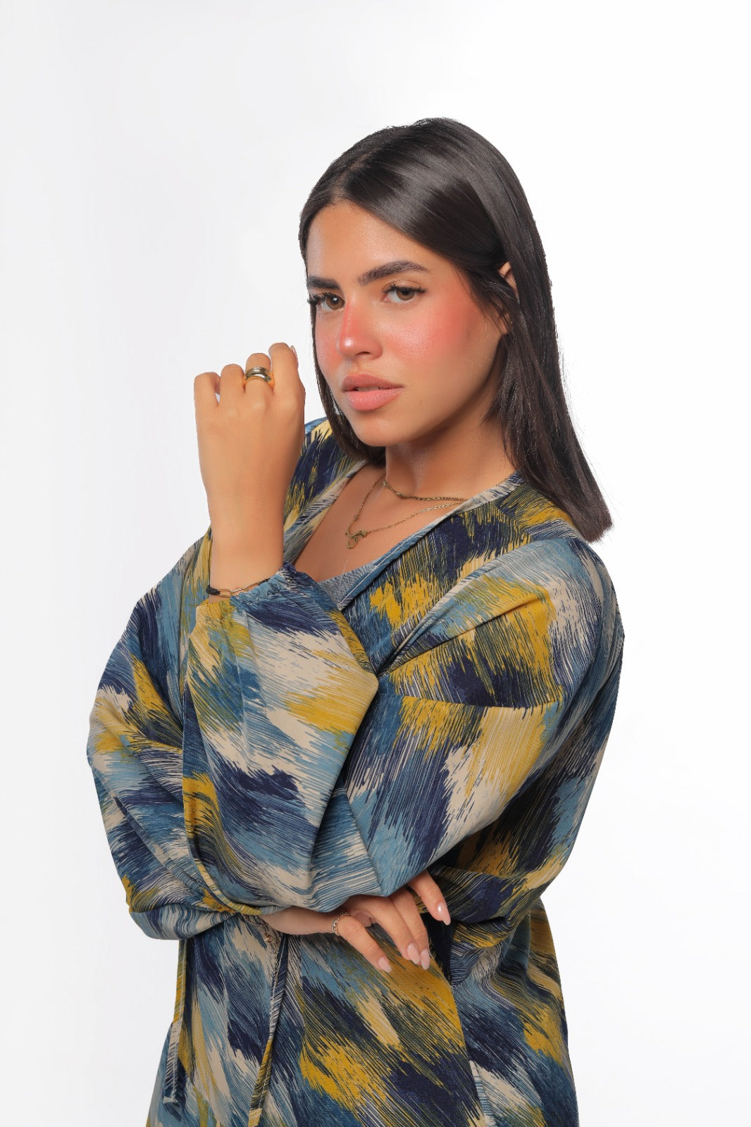 layered dress in blue*yellow