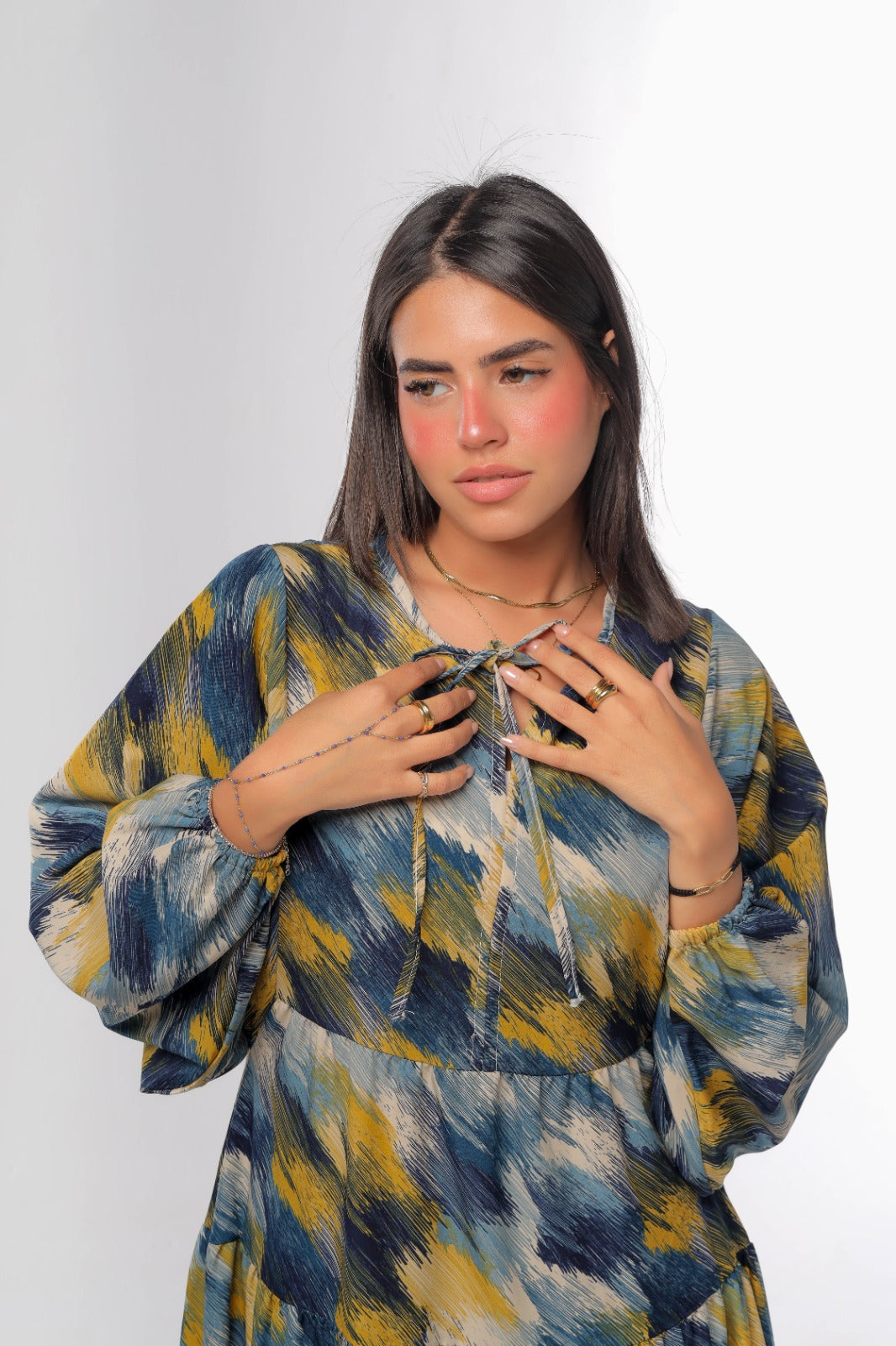 layered dress in blue*yellow