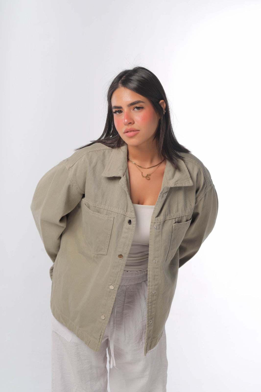 Denim jacket in olive