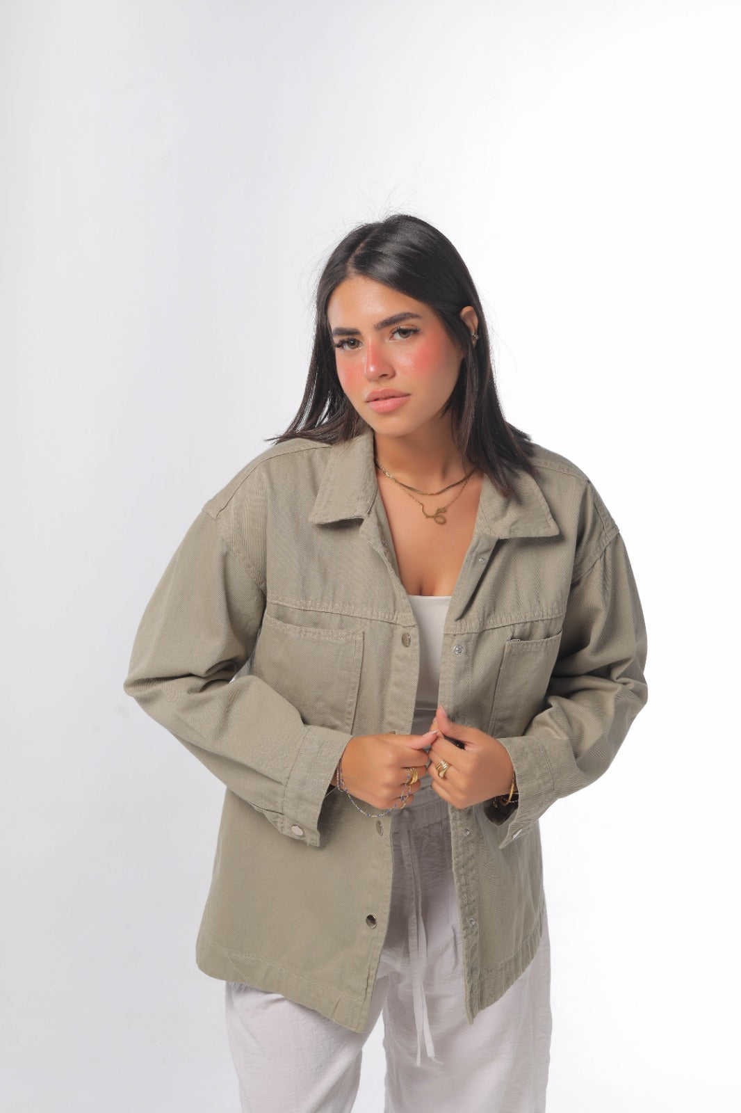 Denim jacket in olive