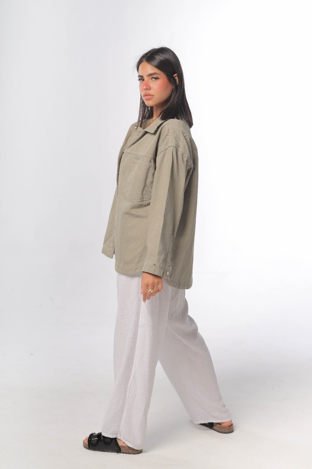Denim jacket in olive