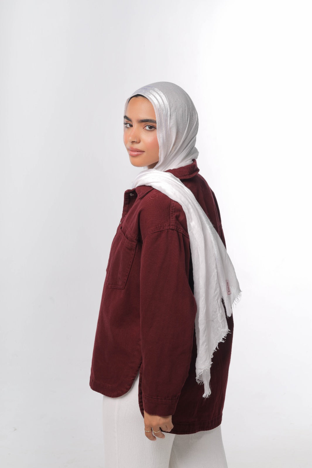Denim jacket in burgundy