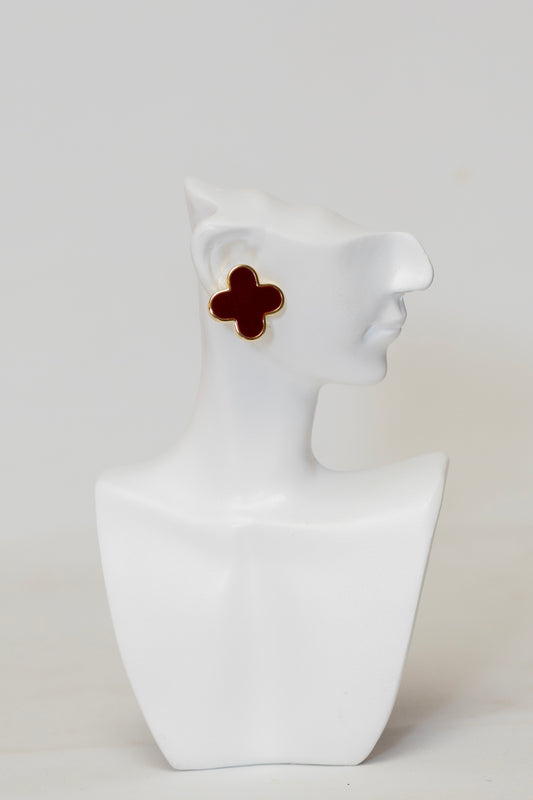 oval burgundy earrings