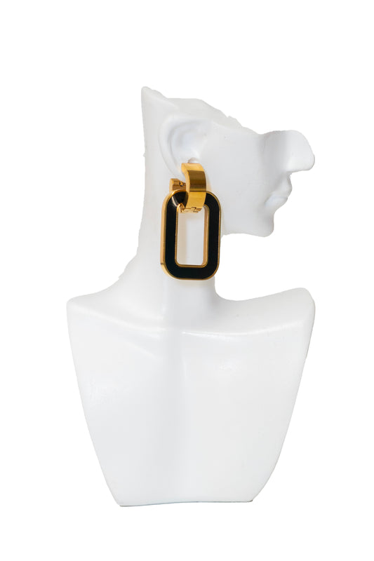 black rectangle earrings
