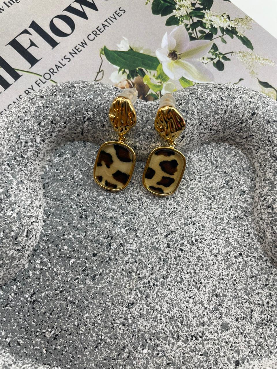 Tiger rectangle earrings