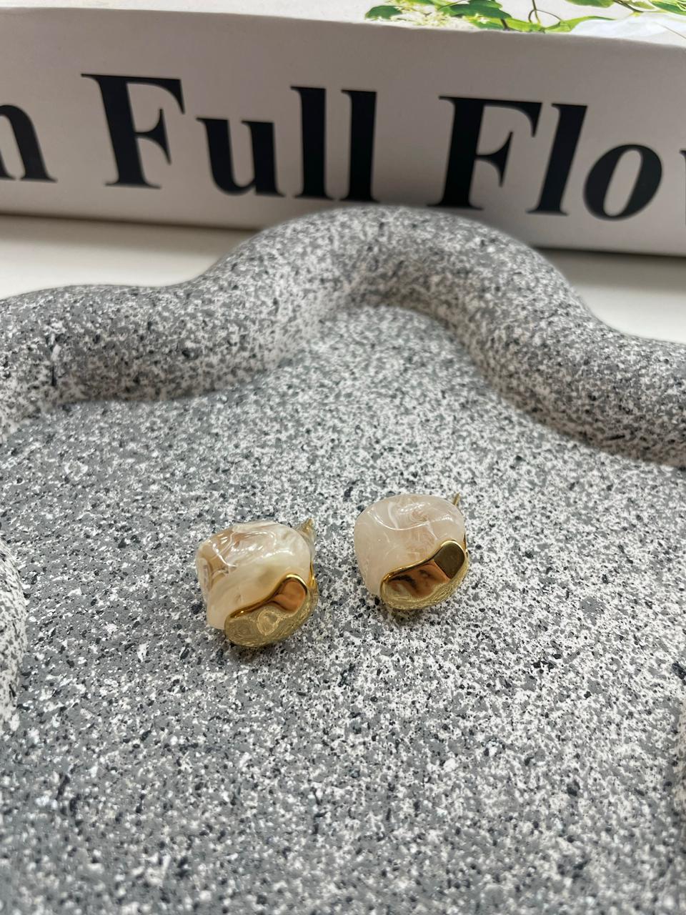 white stone gold earrings