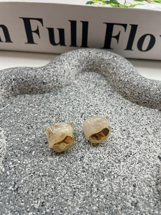 white stone gold earrings