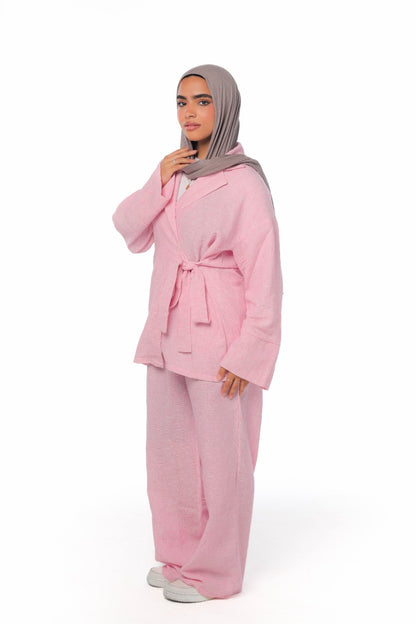 Tie wrap set in baby pink