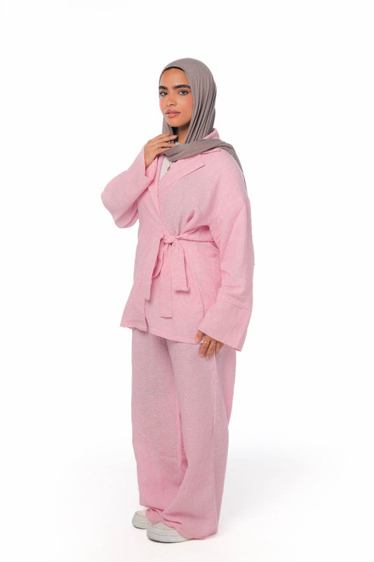 Tie wrap set in baby pink