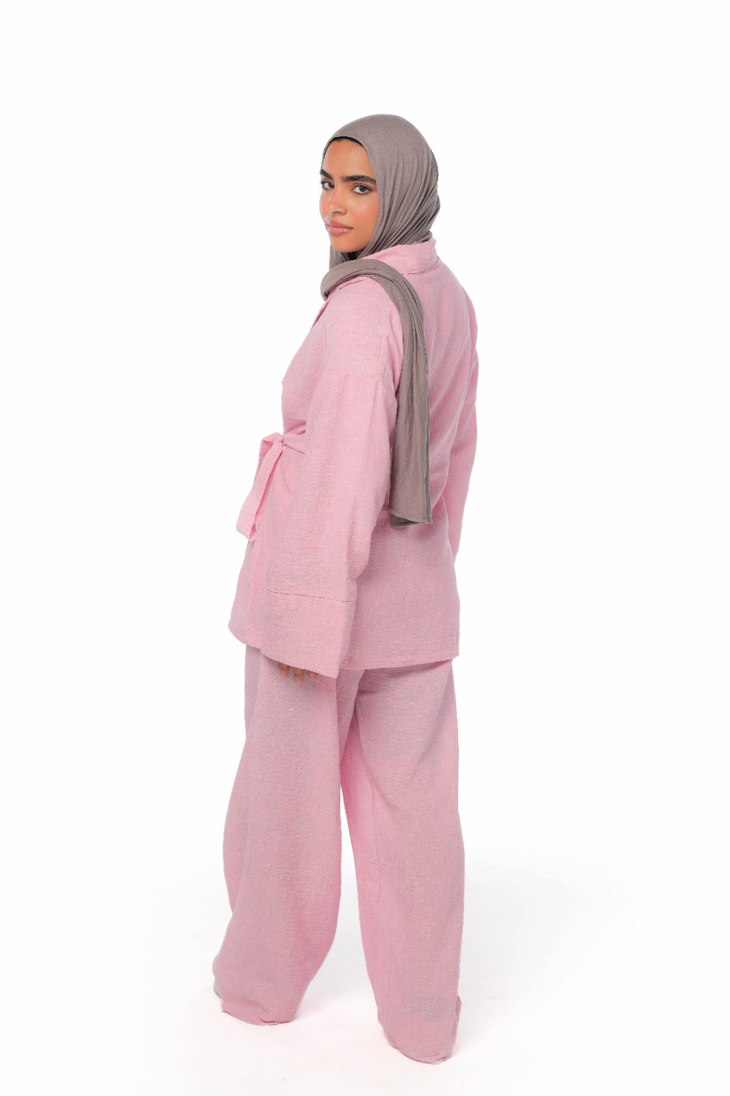Tie wrap set in baby pink