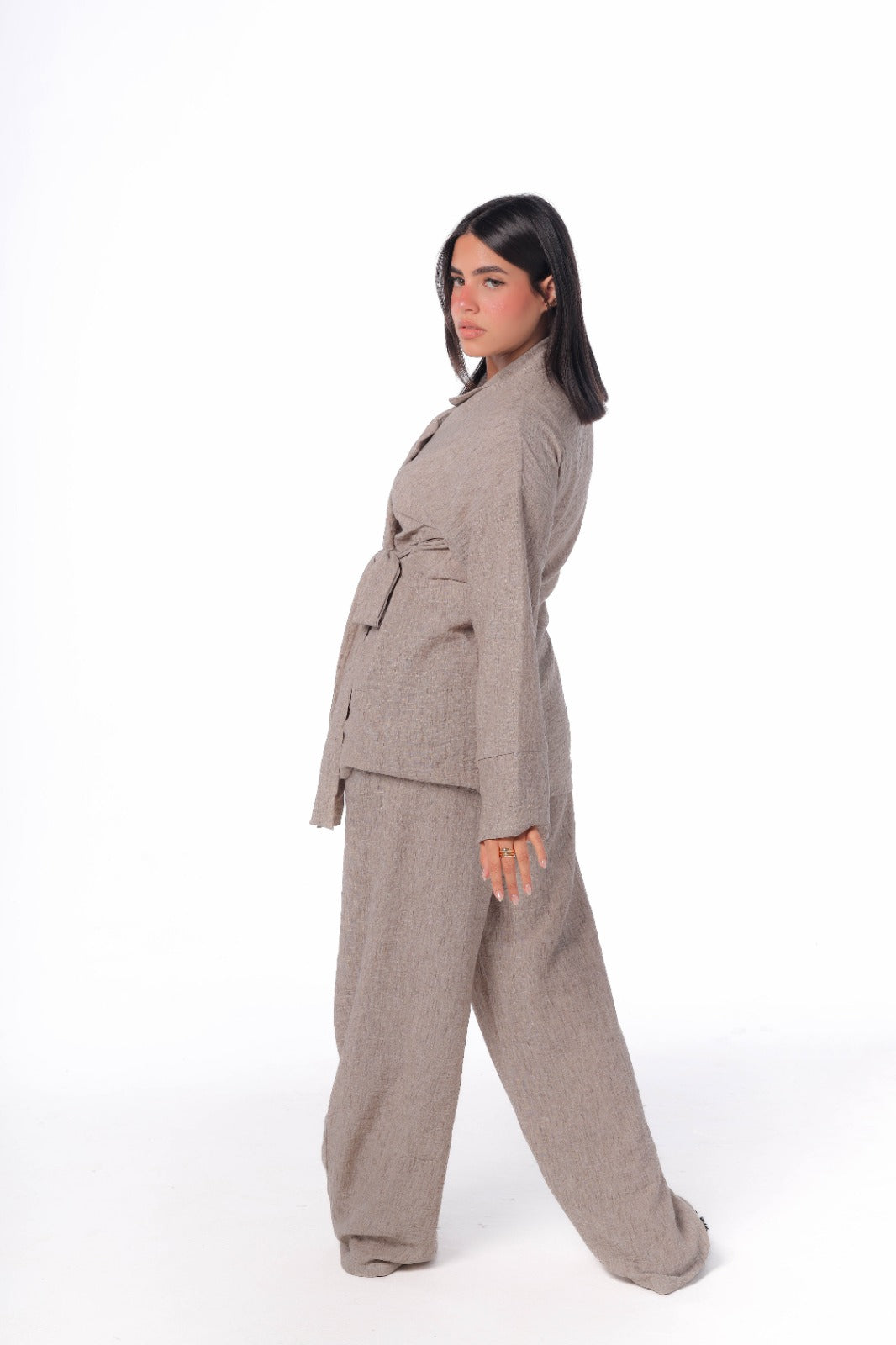 Tie wrap set in beige