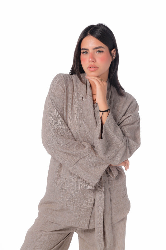 Tie wrap set in beige