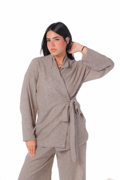 Tie wrap set in beige