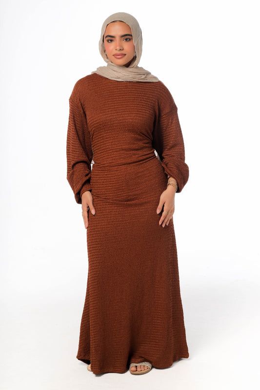 skinny dress in brown