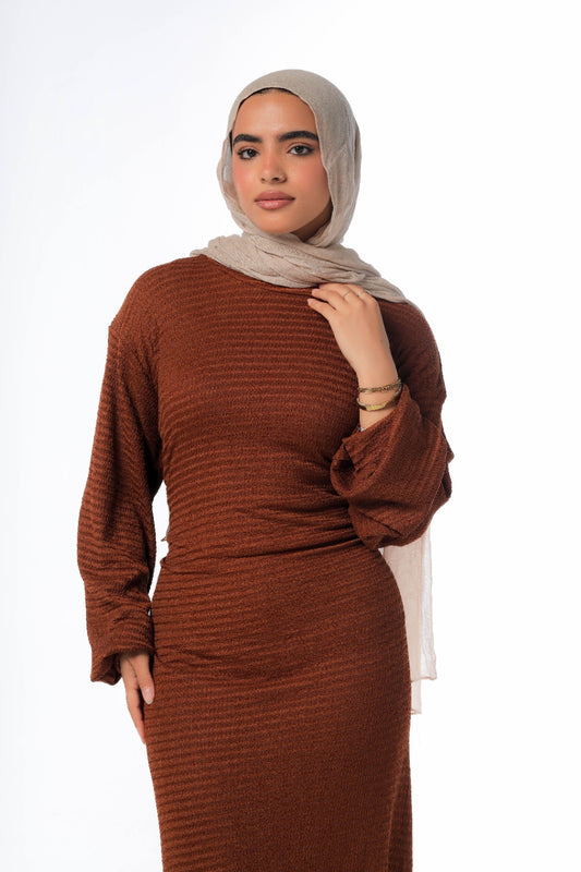skinny dress in brown