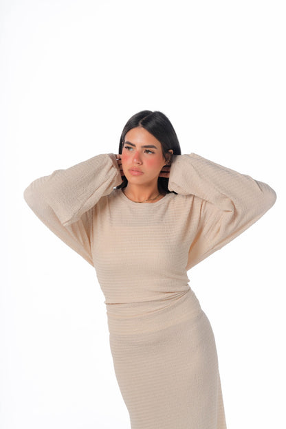 skinny dress in beige