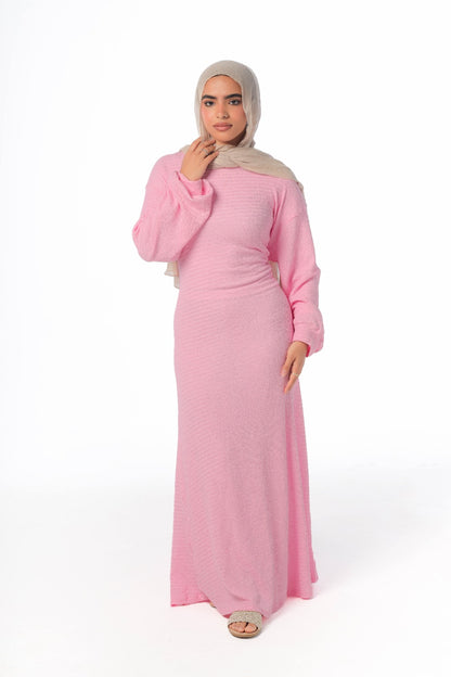skinny dress in baby rose