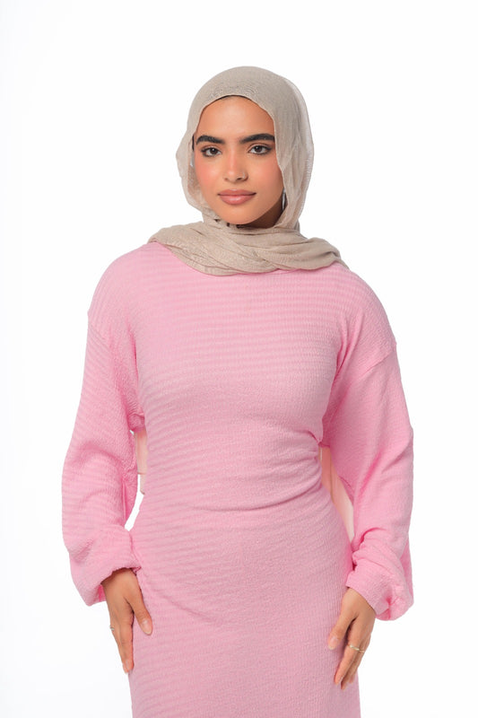 skinny dress in baby rose