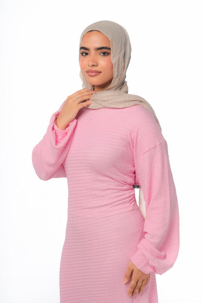 skinny dress in baby rose