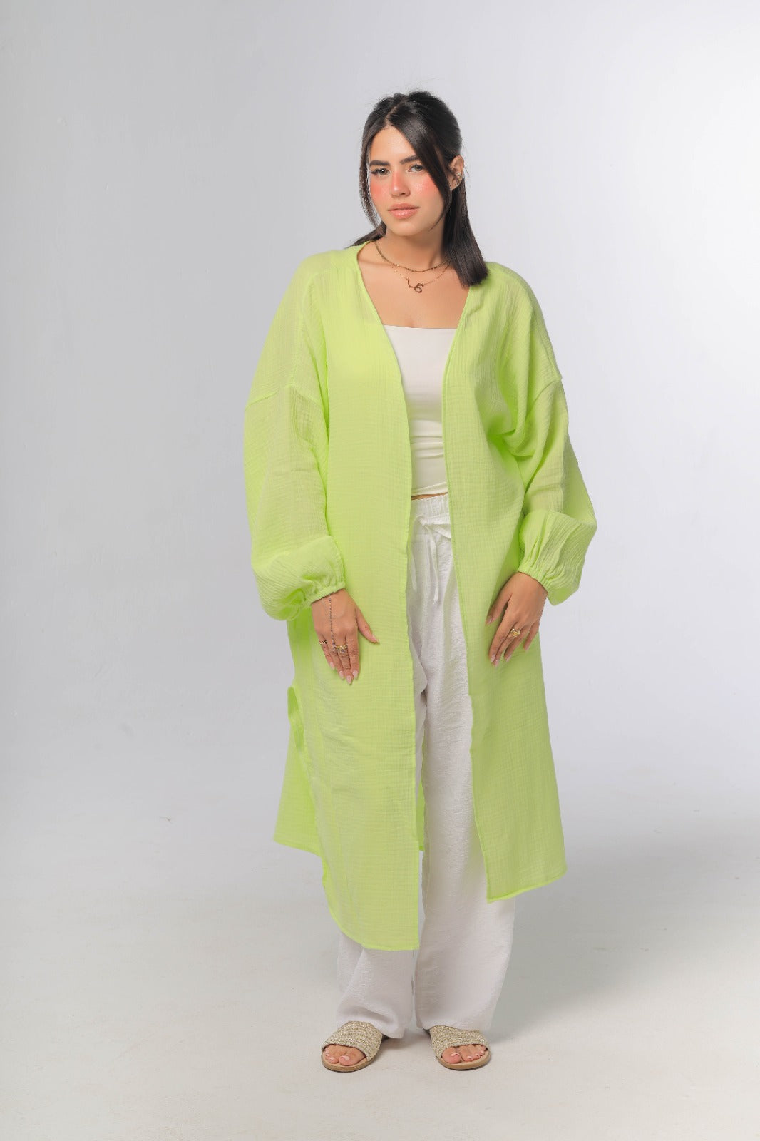 crinkeld cardigan in lime