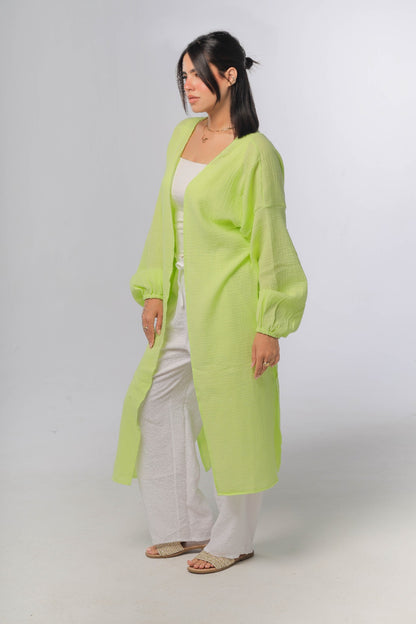crinkeld cardigan in lime