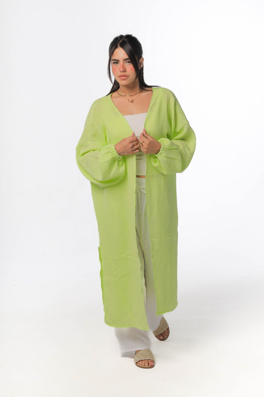 crinkeld cardigan in lime