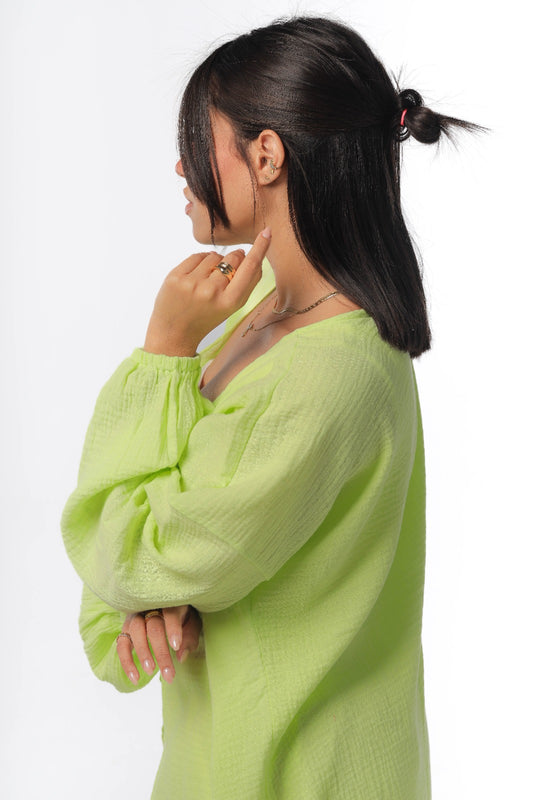 crinkeld cardigan in lime