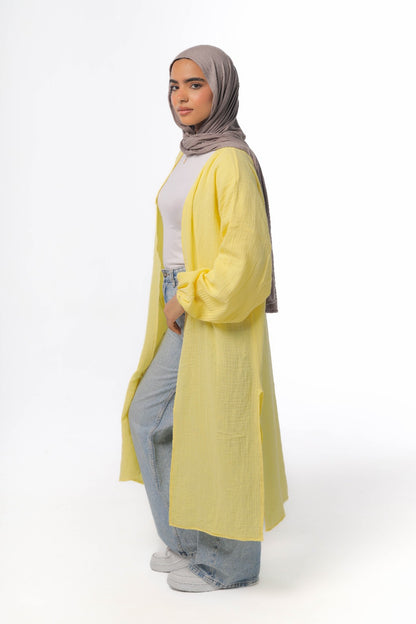 crinkeld cardigan in yellow