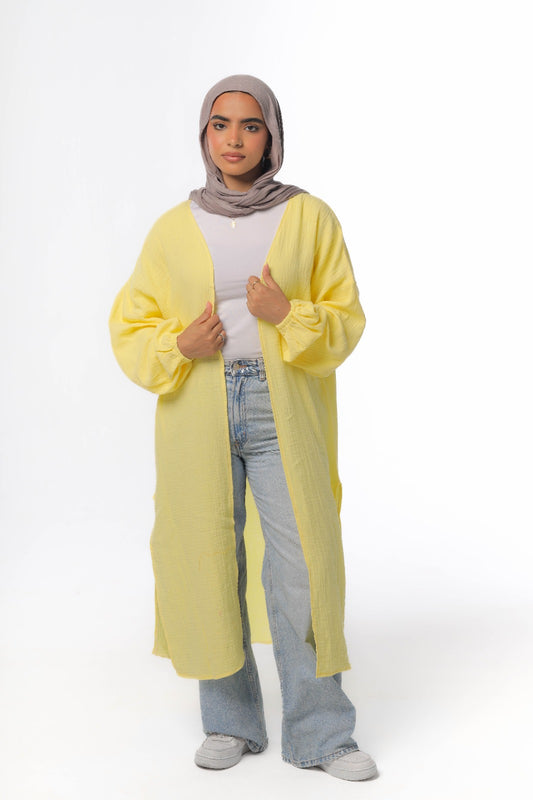 crinkeld cardigan in yellow