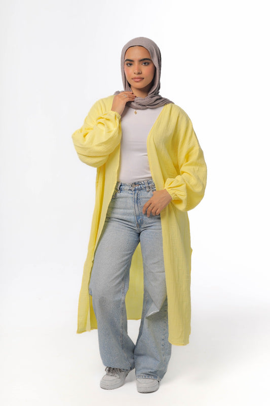 crinkeld cardigan in yellow