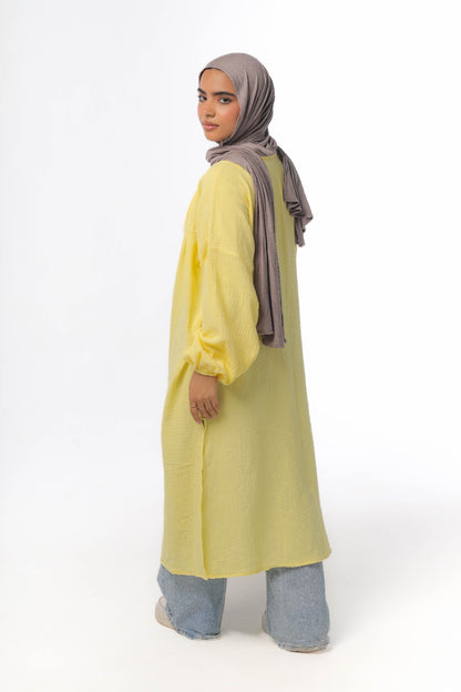 crinkeld cardigan in yellow